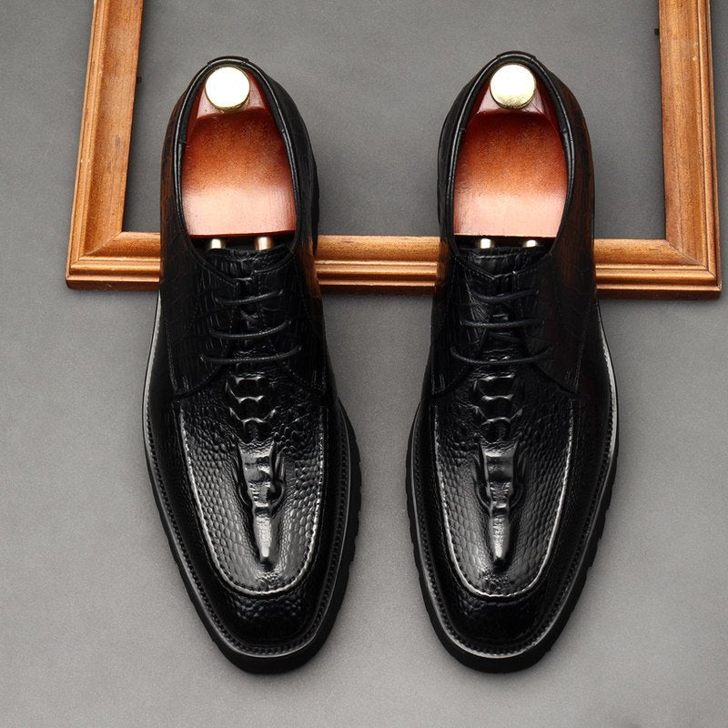 Men's Chunky Croc Derby Shoes: Stylish Wedding Formal Dress Shoesyes