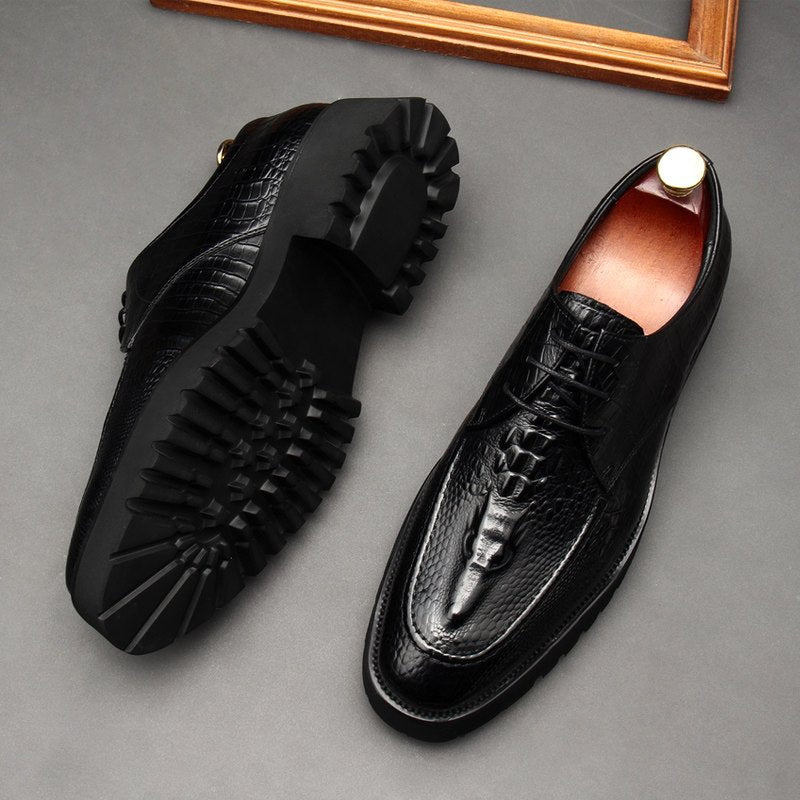 Men's Chunky Croc Derby Shoes: Stylish Wedding Formal Dress Shoesyes