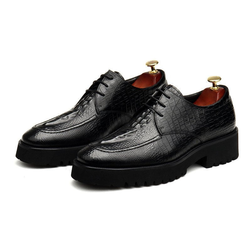Men's Chunky Croc Derby Shoes: Stylish Wedding Formal Dress Shoesyes