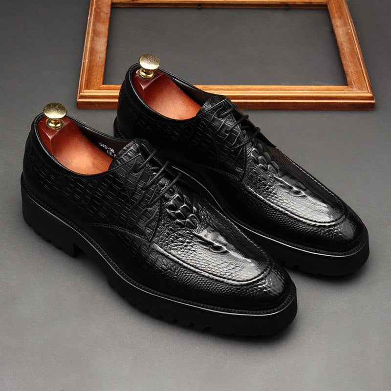 Men's Chunky Croc Derby Shoes: Stylish Wedding Formal Dress Shoesyes