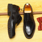 Men's Chunky Derby Shoes: Platform Patent Leather Dress Shoes