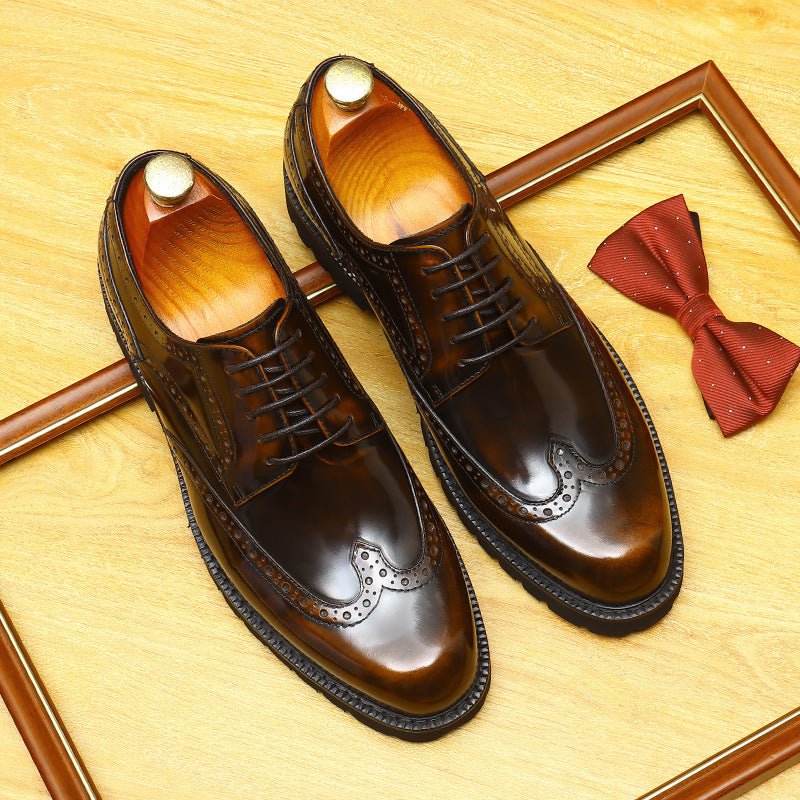 Men's Chunky Derby Shoes: Platform Patent Leather Dress Shoes