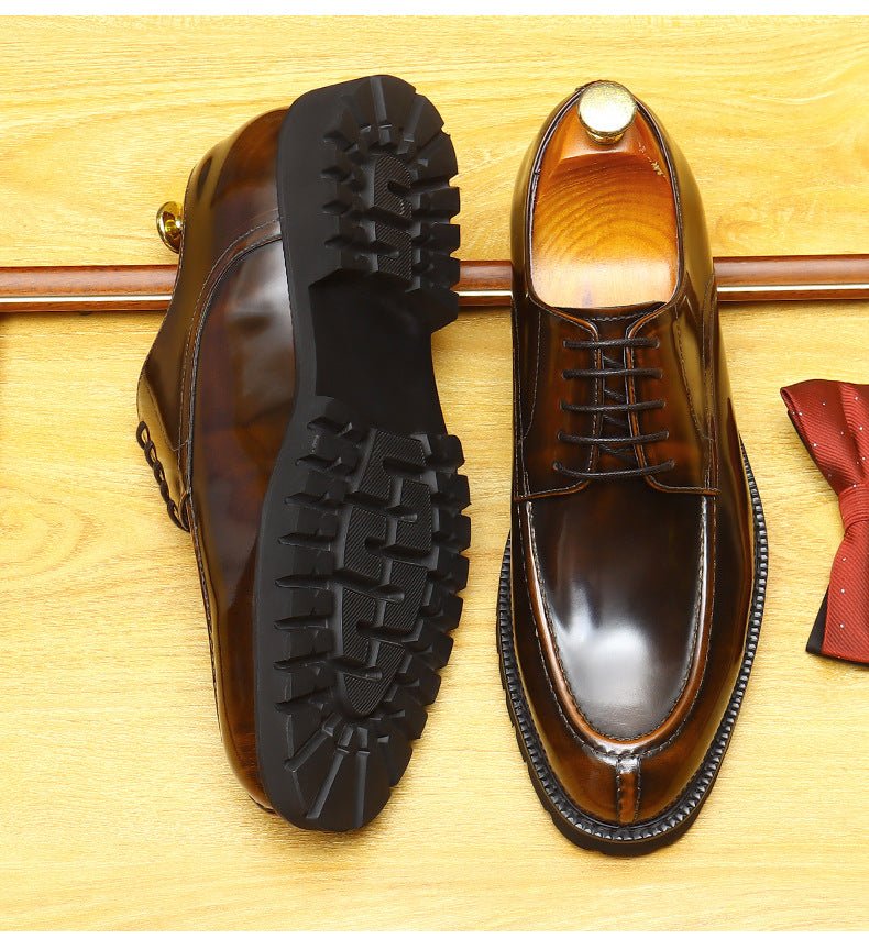 Men's Chunky Derby Shoes: Platform Patent Leather Dress Shoes