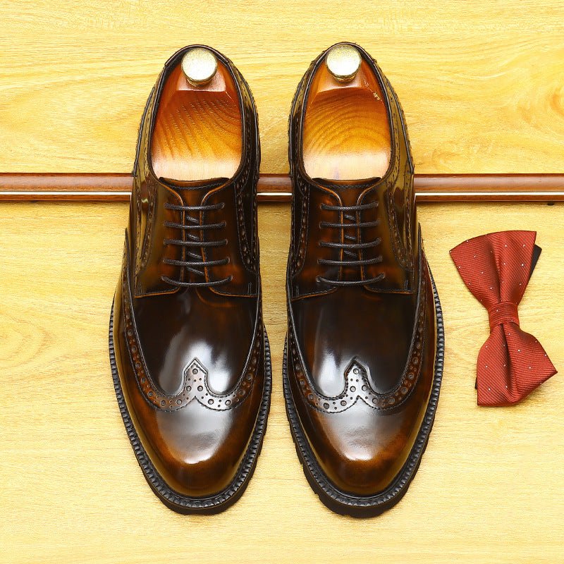 Men's Chunky Derby Shoes: Platform Patent Leather Dress Shoes