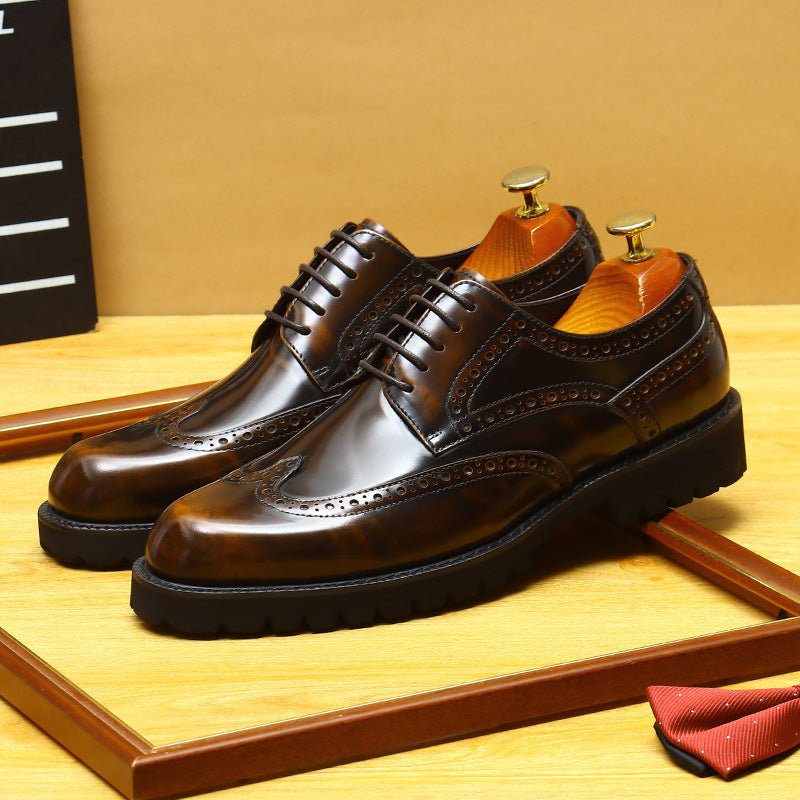 Men's Chunky Derby Shoes: Platform Patent Leather Dress Shoes