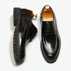Men's Chunky Derby Shoes: Platform Patent Leather Dress Shoes