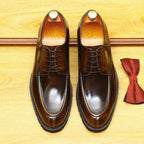 Men's Chunky Derby Shoes: Platform Patent Leather Dress Shoes