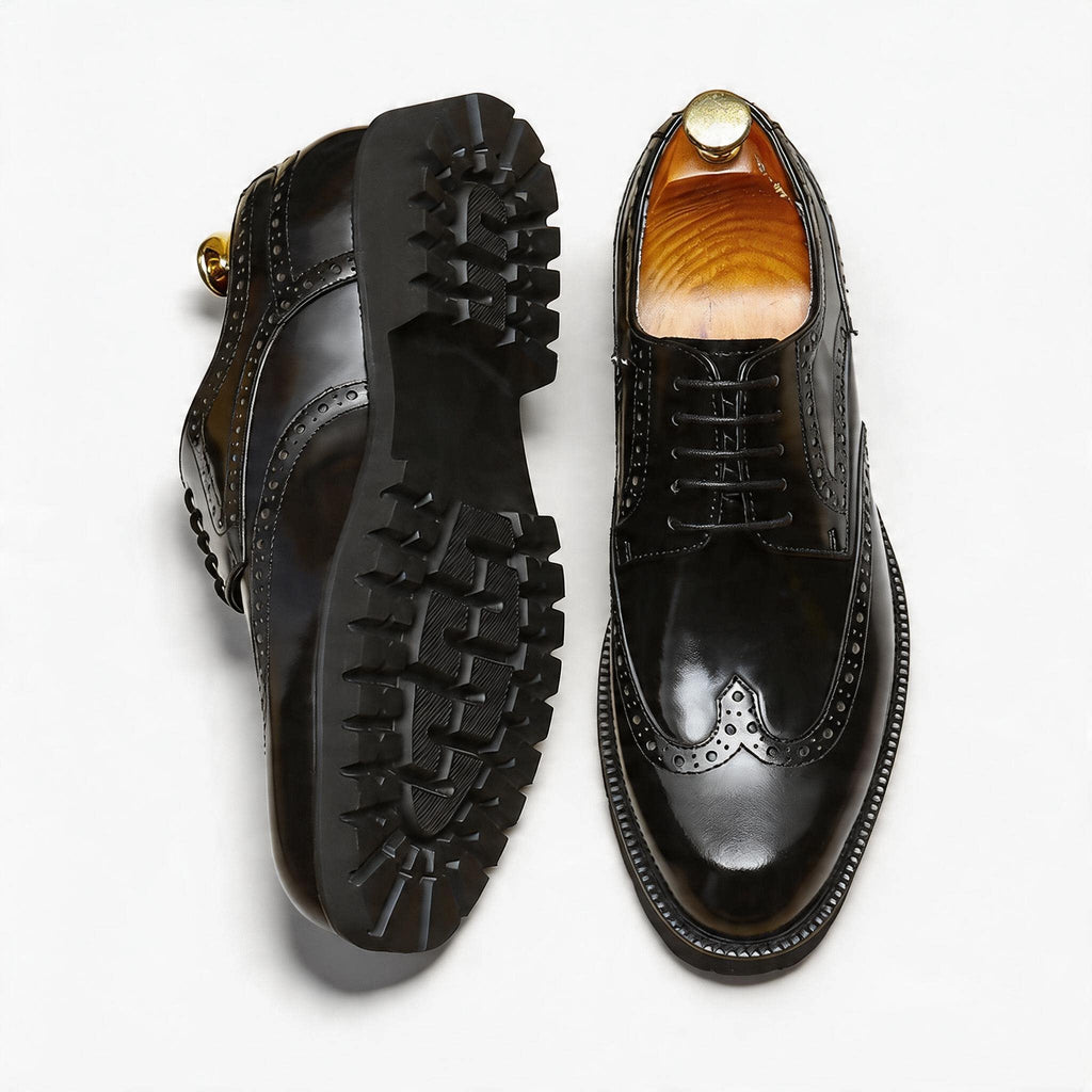 Men's Chunky Derby Shoes: Platform Patent Leather Dress Shoes
