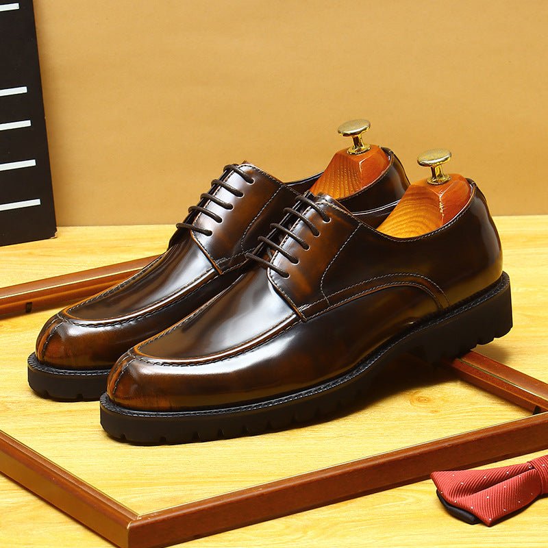 Men's Chunky Derby Shoes: Platform Patent Leather Dress Shoes
