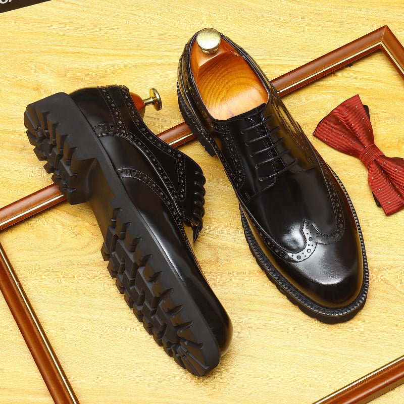 Men's Chunky Derby Shoes: Platform Patent Leather Dress Shoes