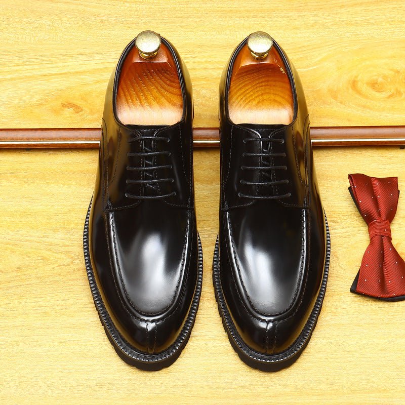 Men's Chunky Derby Shoes: Platform Patent Leather Dress Shoes