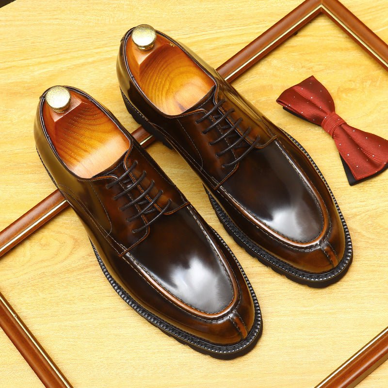 Men's Chunky Derby Shoes: Platform Patent Leather Dress Shoes