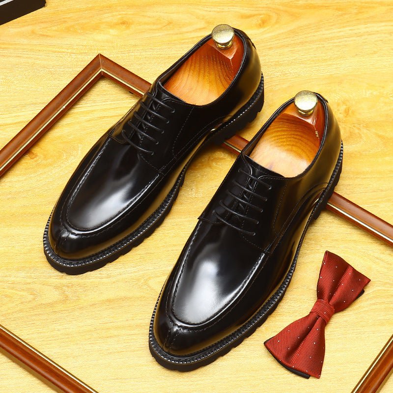 Men's Chunky Derby Shoes: Platform Patent Leather Dress Shoes