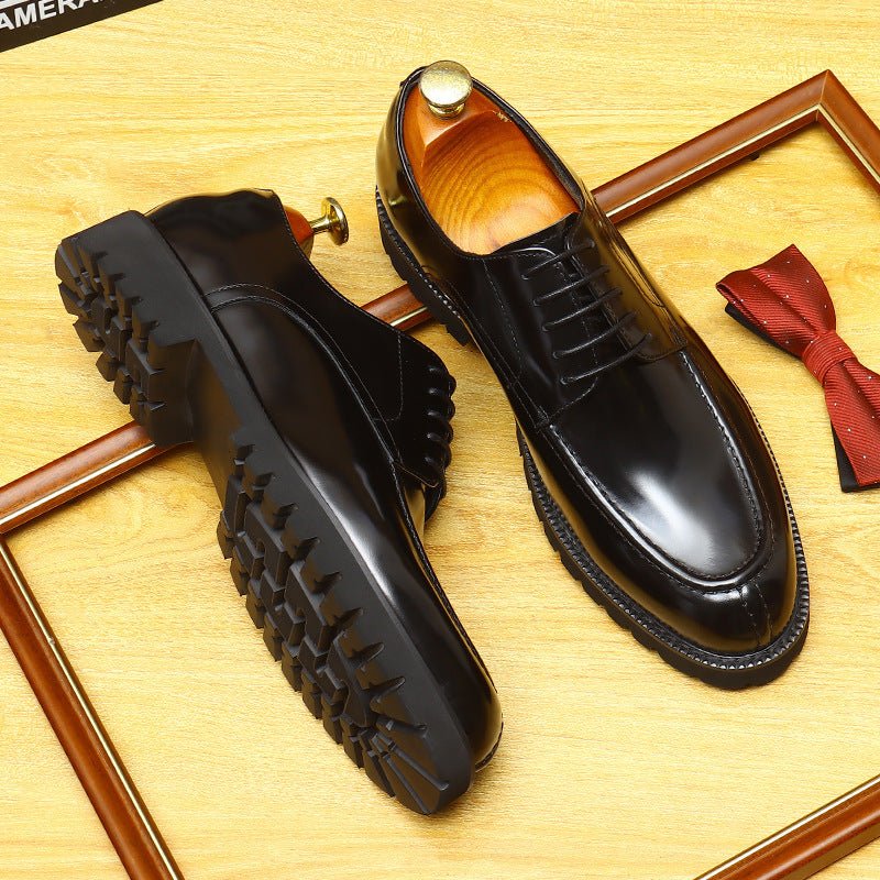 Men's Chunky Derby Shoes: Platform Patent Leather Dress Shoes