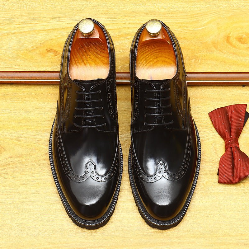 Men's Chunky Derby Shoes: Platform Patent Leather Dress Shoes