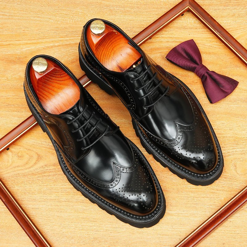 Men's Chunky Pointed Derby: Fashion Brogue Height Dress Shoes