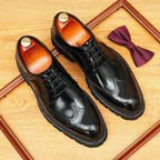 Men's Chunky Pointed Derby: Fashion Brogue Height Dress Shoes