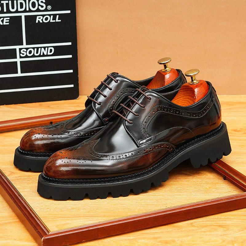 Men's Chunky Pointed Derby: Fashion Brogue Height Dress Shoes