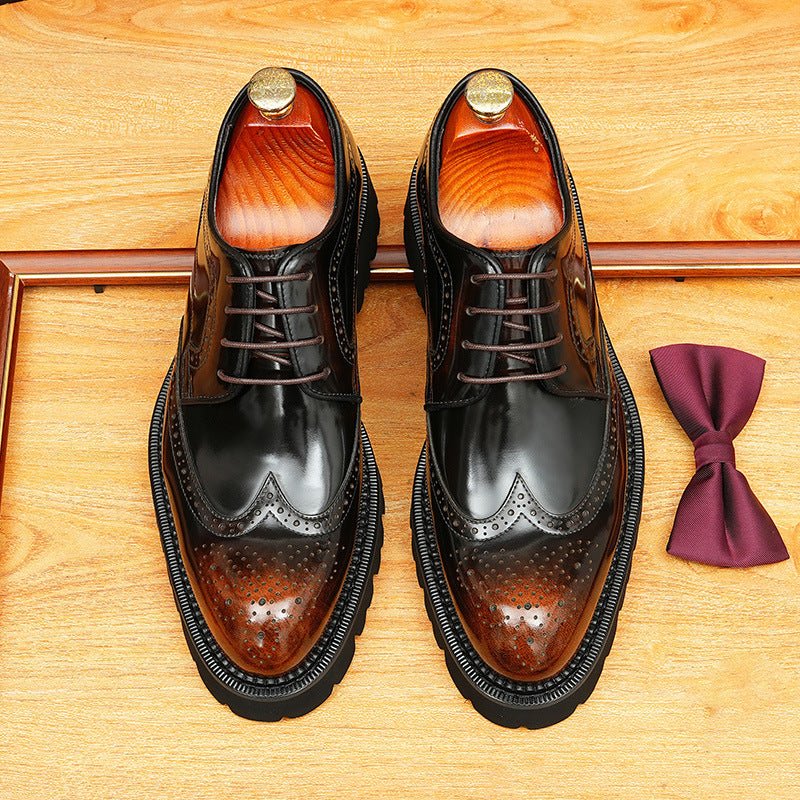 Men's Chunky Pointed Derby: Fashion Brogue Height Dress Shoes