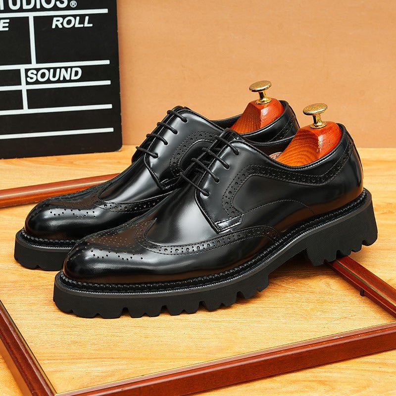 Men's Chunky Pointed Derby: Fashion Brogue Height Dress Shoes