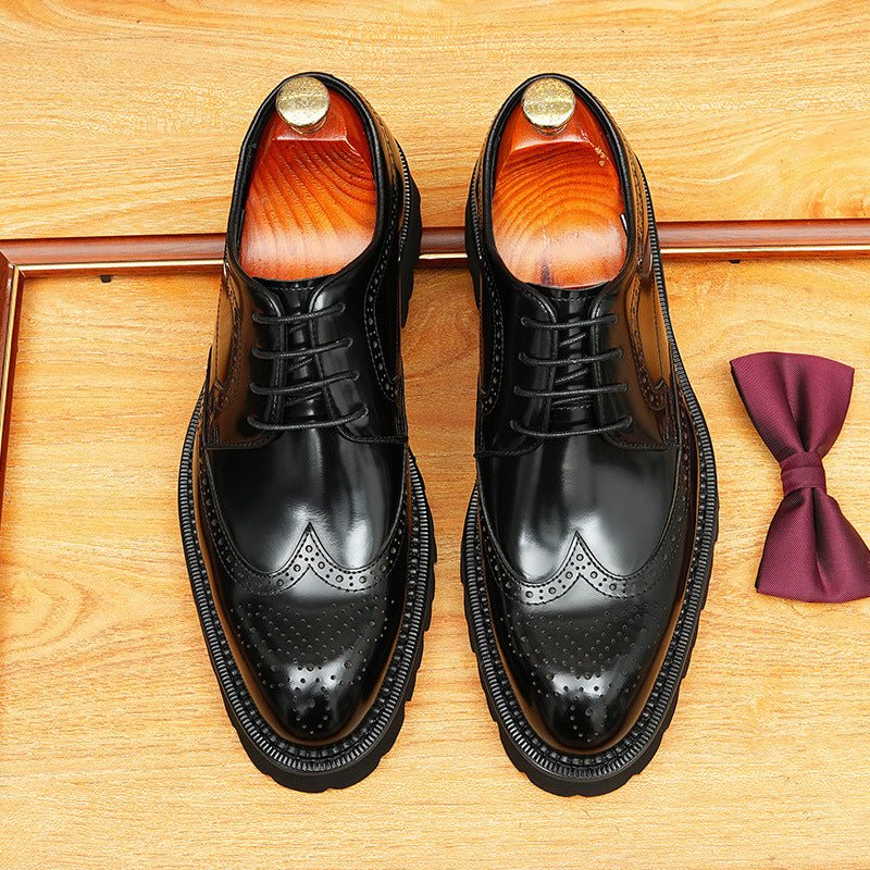 Men's Chunky Pointed Derby: Fashion Brogue Height Dress Shoes