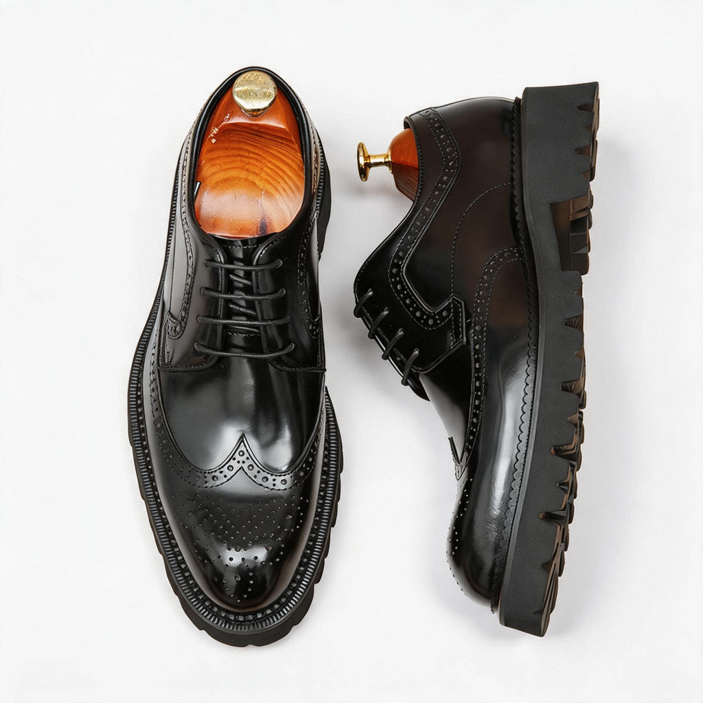 Men's Chunky Pointed Derby: Fashion Brogue Height Dress Shoes