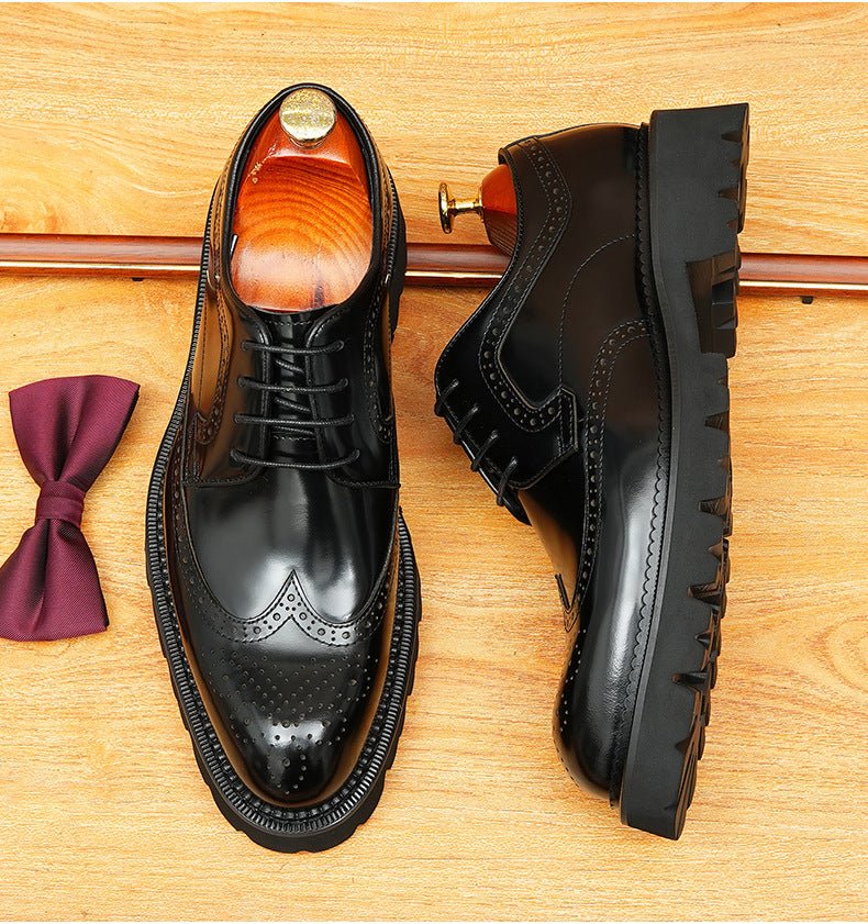 Men's Chunky Pointed Derby: Fashion Brogue Height Dress Shoes