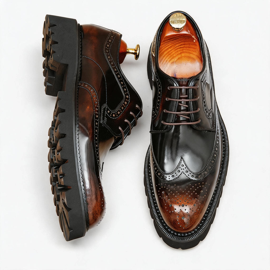 Men's Chunky Pointed Derby: Fashion Brogue Height Dress Shoes