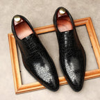 Men's Cracked Pattern Pointed Derby: Stylish Wedding Dress Shoesyes
