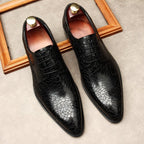 Men's Cracked Pattern Pointed Derby: Stylish Wedding Dress Shoesyes