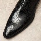 Men's Cracked Pattern Pointed Derby: Stylish Wedding Dress Shoesyes