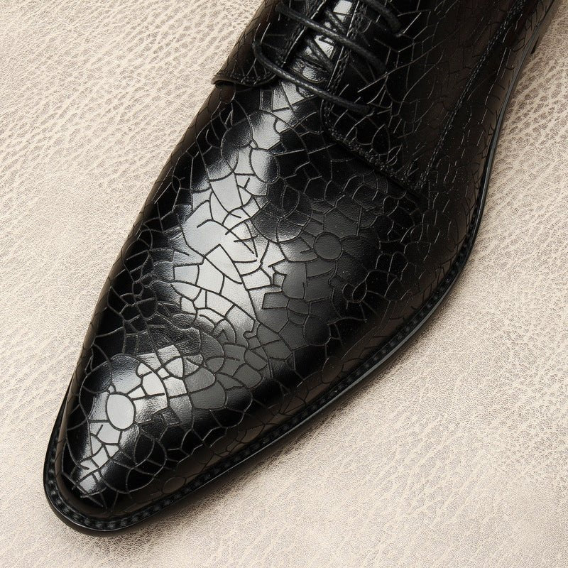 Men's Cracked Pattern Pointed Derby: Stylish Wedding Dress Shoesyes