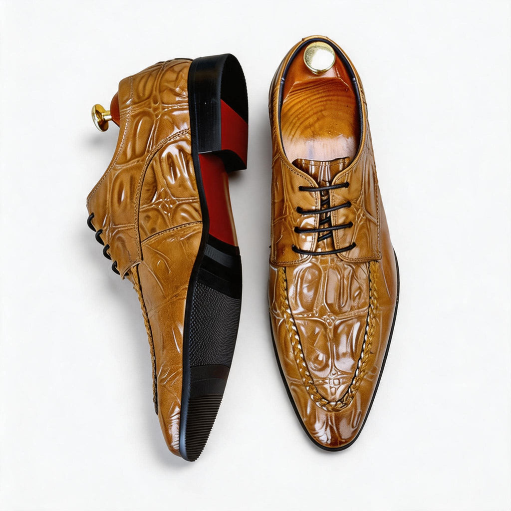 Men's Croc Derby Dress Shoes: Fashion Contrast Sole Formal