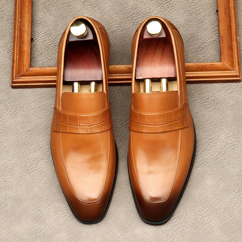 Men's Croc Detail Dress Shoes: Stylish Pointed Toe Wedding Loafersyes