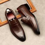 Men's Croc Detail Dress Shoes: Stylish Pointed Toe Wedding Loafersyes