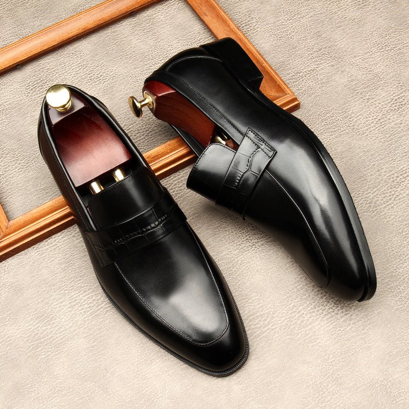 Men's Croc Detail Dress Shoes: Stylish Pointed Toe Wedding Loafersyes