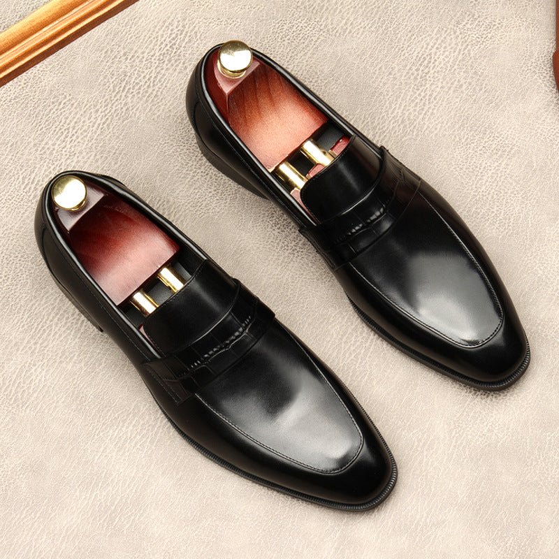 Men's Croc Detail Dress Shoes: Stylish Pointed Toe Wedding Loafersyes