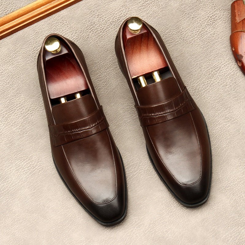 Men's Croc Detail Dress Shoes: Stylish Pointed Toe Wedding Loafersyes