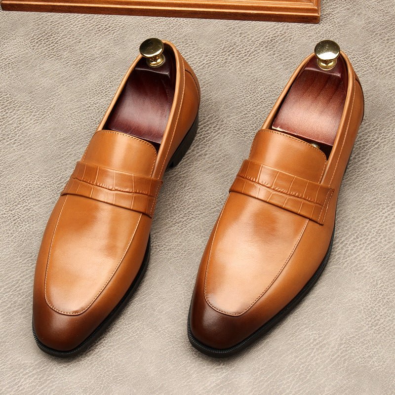 Men's Croc Detail Dress Shoes: Stylish Pointed Toe Wedding Loafersyes
