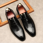 Men's Croc Detail Dress Shoes: Stylish Pointed Toe Wedding Loafersyes
