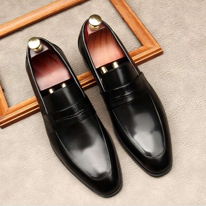 Men's Croc Detail Dress Shoes: Stylish Pointed Toe Wedding Loafersyes