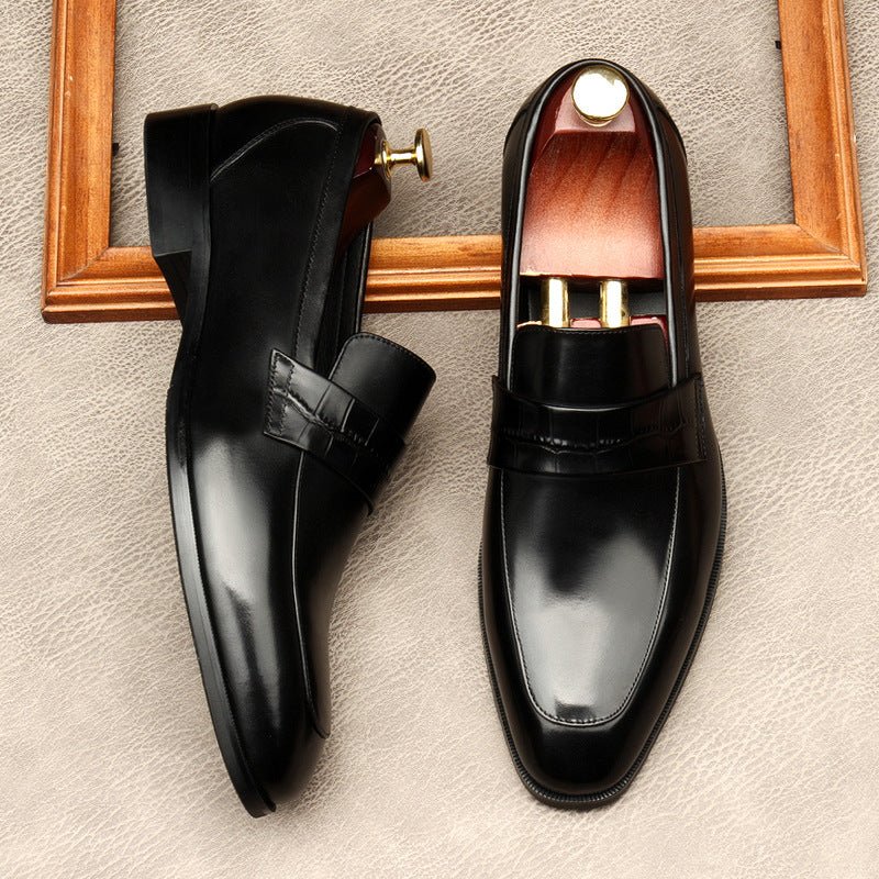 Men's Croc Detail Dress Shoes: Stylish Pointed Toe Wedding Loafersyes