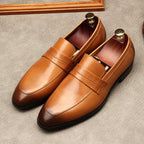 Men's Croc Detail Dress Shoes: Stylish Pointed Toe Wedding Loafersyes