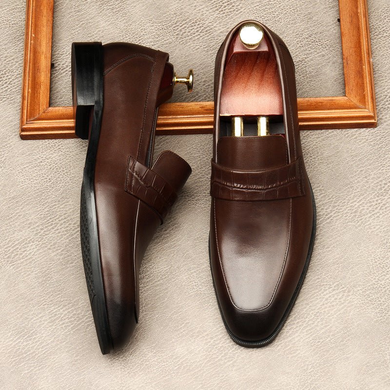 Men's Croc Detail Dress Shoes: Stylish Pointed Toe Wedding Loafersyes