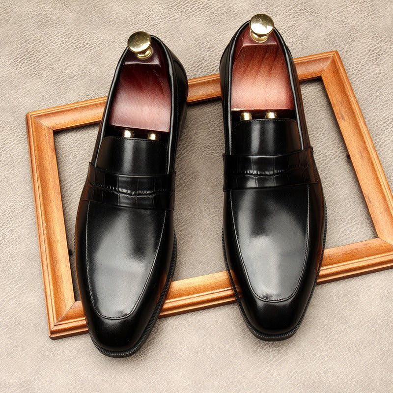 Men's Croc Detail Dress Shoes: Stylish Pointed Toe Wedding Loafersyes