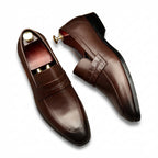 Men's Croc Detail Dress Shoes: Stylish Pointed Toe Wedding Loafersyes