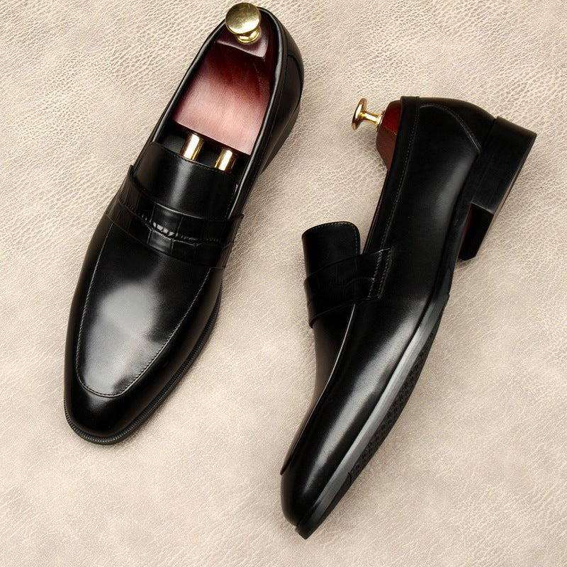 Men's Croc Detail Dress Shoes: Stylish Pointed Toe Wedding Loafersyes