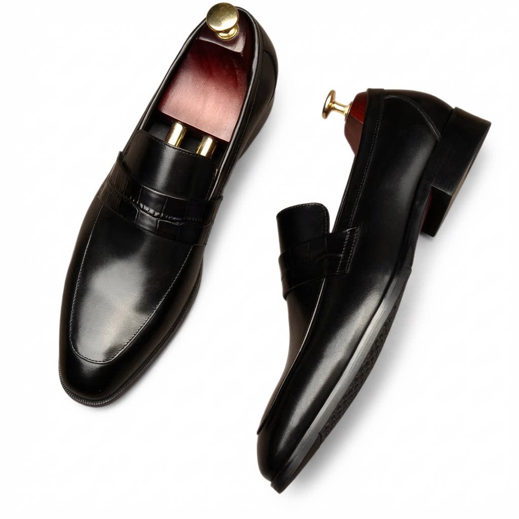 Men's Croc Detail Dress Shoes: Stylish Pointed Toe Wedding Loafersyes