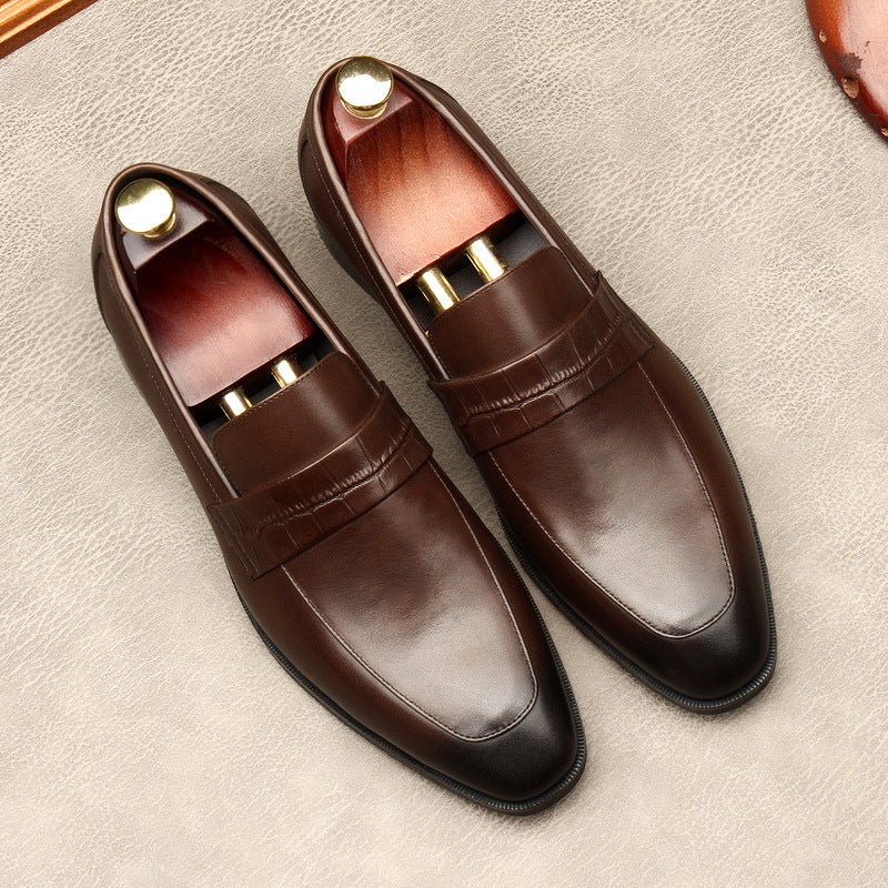 Men's Croc Detail Dress Shoes: Stylish Pointed Toe Wedding Loafersyes