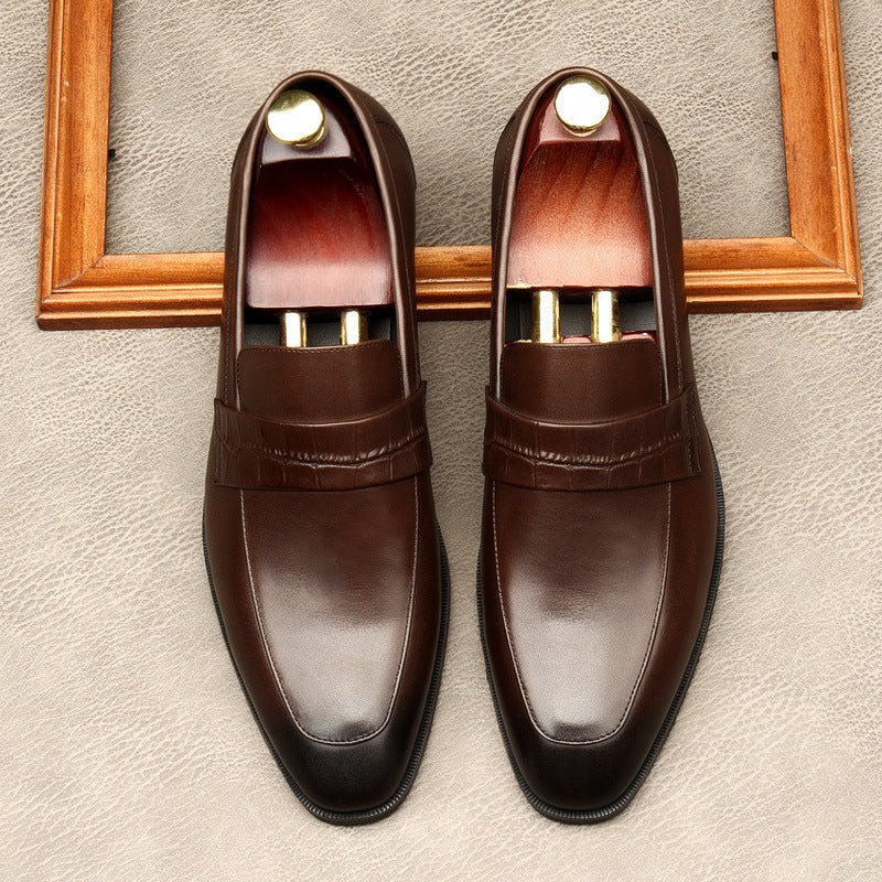 Men's Croc Detail Dress Shoes: Stylish Pointed Toe Wedding Loafersyes